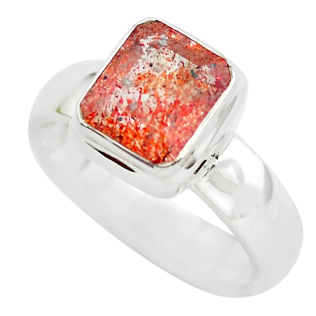 925 silver faceted natural red strawberry quartz solitaire ring size 9 p54340