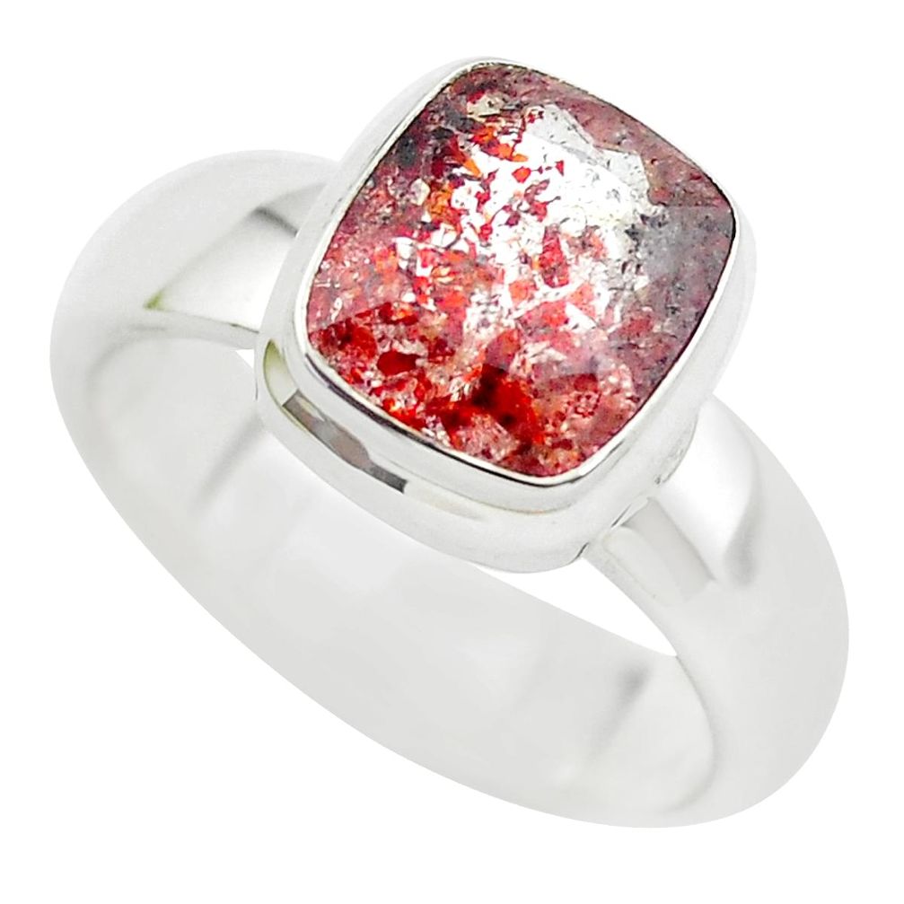 925 silver faceted natural red strawberry quartz solitaire ring size 8 p54498