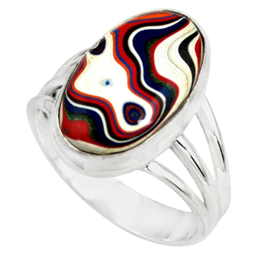 925 silver 9.47cts fordite detroit agate oval solitaire ring size 9 p79236