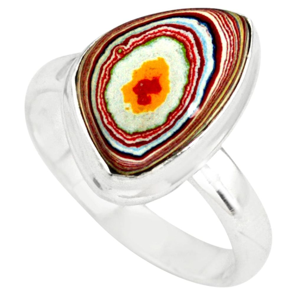 925 silver 5.23cts fordite detroit agate solitaire ring jewelry size 7.5 p79227