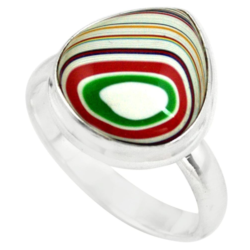 925 silver 7.50cts fordite detroit agate solitaire ring jewelry size 8.5 p79240