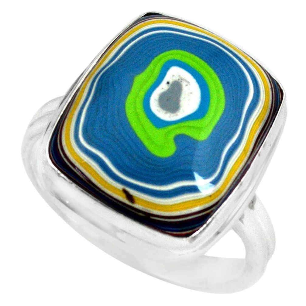 925 silver 7.89cts fordite detroit agate solitaire ring jewelry size 8.5 p79252