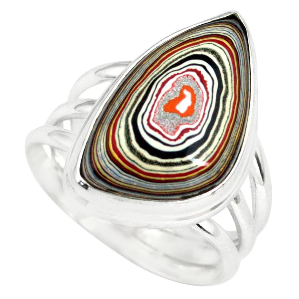 925 silver 11.66cts fordite detroit agate solitaire ring jewelry size 8 p79296