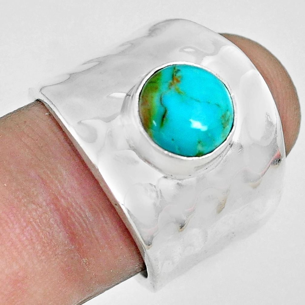 925 silver 3.41cts green arizona mohave turquoise solitaire ring size 7 p70108