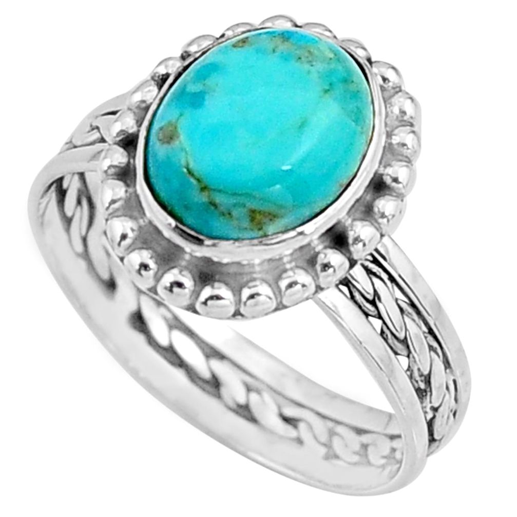 925 silver 4.22cts green arizona mohave turquoise solitaire ring size 9 p91232