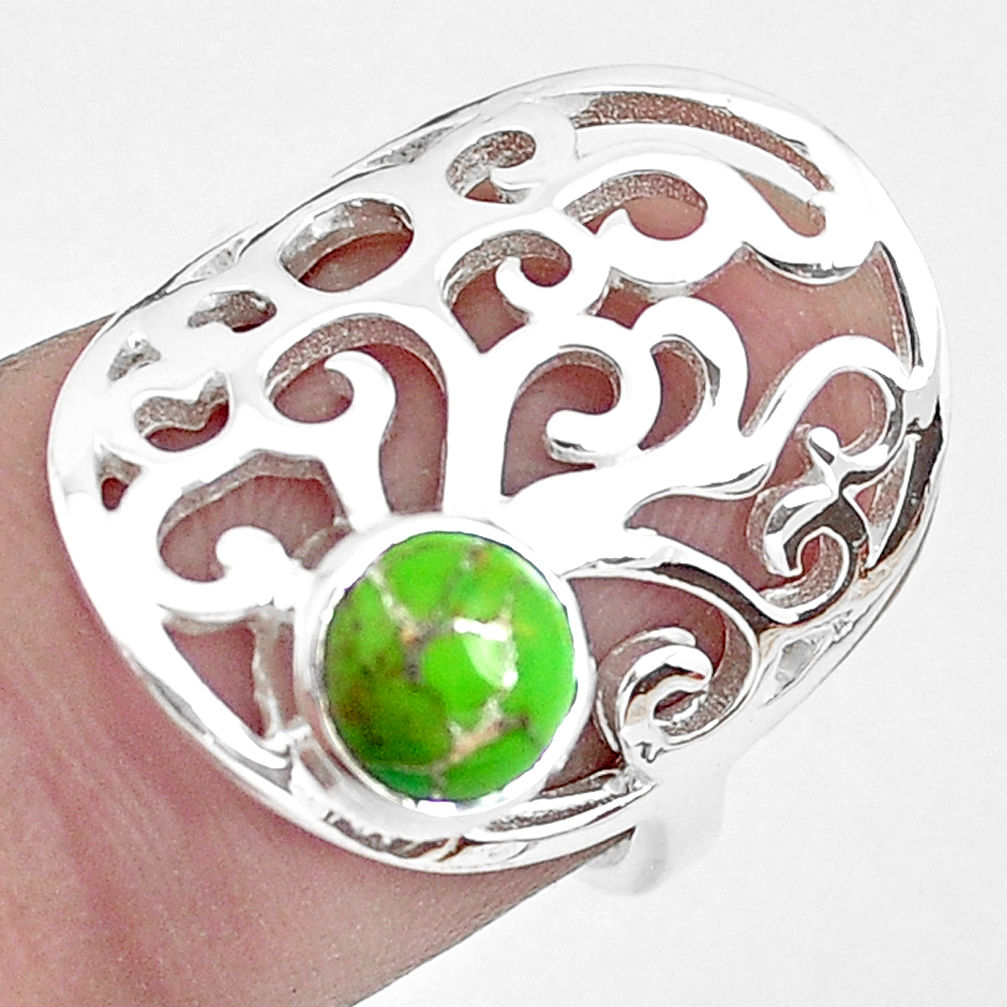 925 silver 1.45cts green copper turquoise solitaire ring jewelry size 6 p40315
