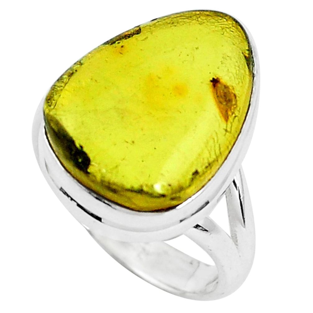 925 silver 11.13cts natural amber from colombia solitaire ring size 7 p46927