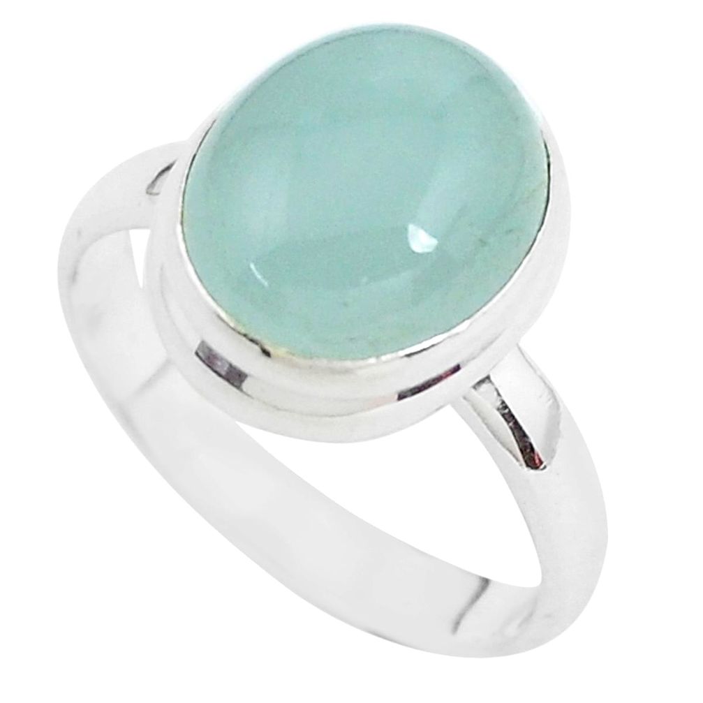 925 silver 5.11cts natural aquamarine solitaire ring size 7.5 p40146