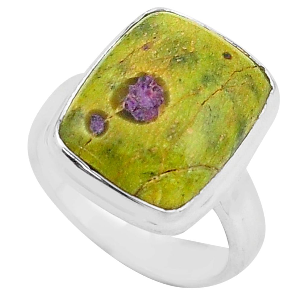 925 silver natural atlantisite stichtite-serpentine solitaire ring size 7 p80554