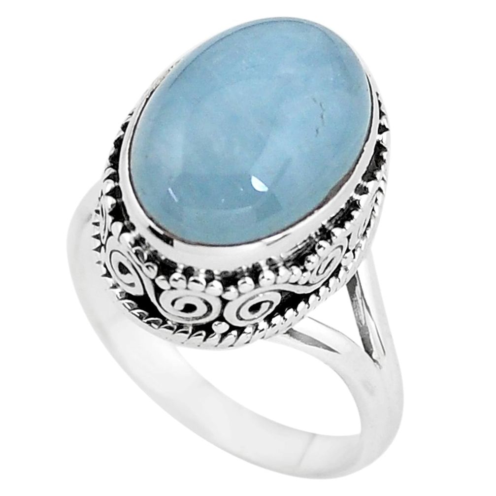 925 silver 7.13cts natural blue aquamarine solitaire ring jewelry size 7 p56599