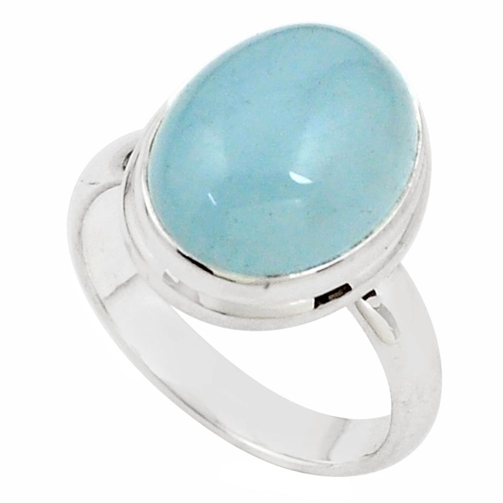 925 silver 7.78cts natural blue aquamarine solitaire ring jewelry size 8 p78338