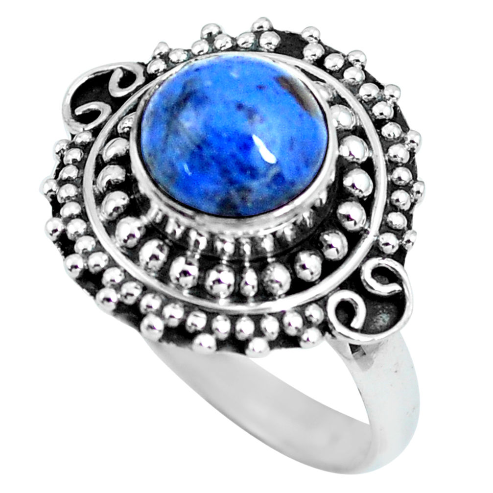 925 silver 3.19cts natural blue dumortierite solitaire ring size 7.5 p63313