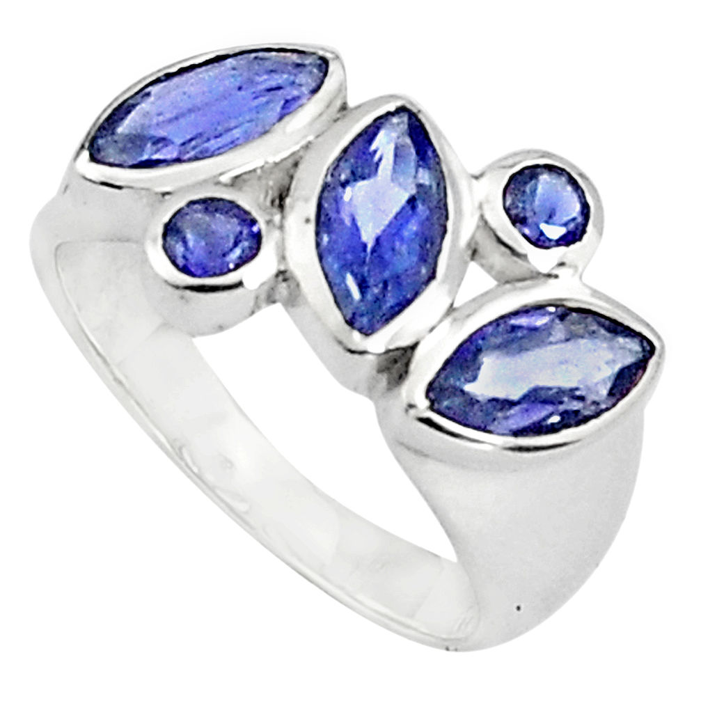 925 silver 5.79cts natural blue iolite marquise ring jewelry size 6.5 p81538