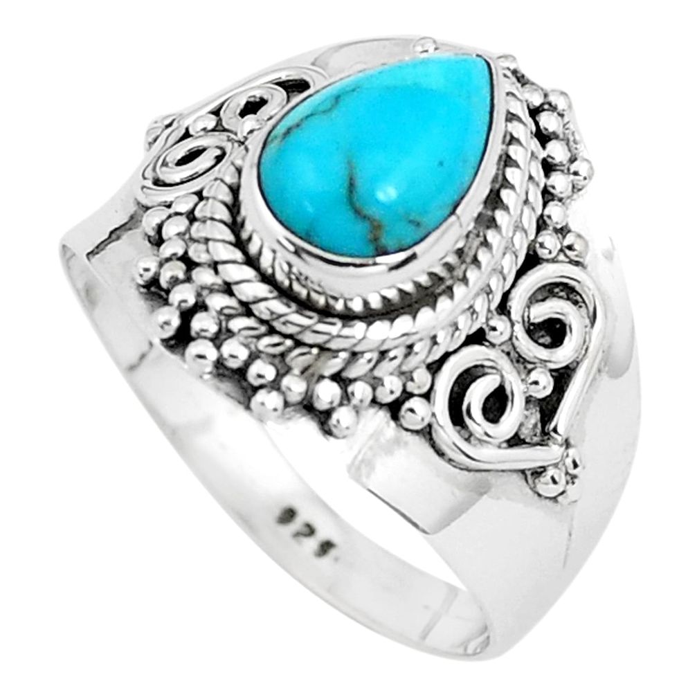 925 silver 2.98cts natural blue kingman turquoise solitaire ring size 7.5 p40324