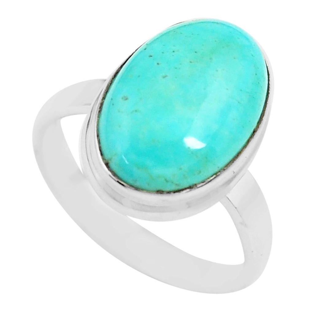 925 silver 7.89cts natural blue kingman turquoise solitaire ring size 8.5 p71324