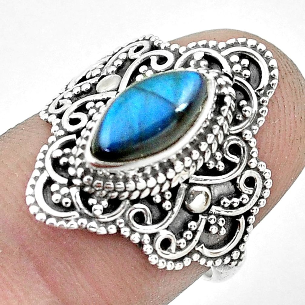 925 silver 2.21cts natural blue labradorite solitaire ring jewelry size 6 p53116