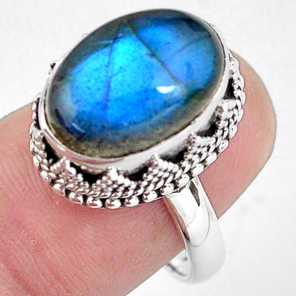 925 silver 7.10cts natural blue labradorite solitaire ring jewelry size 7 p56734