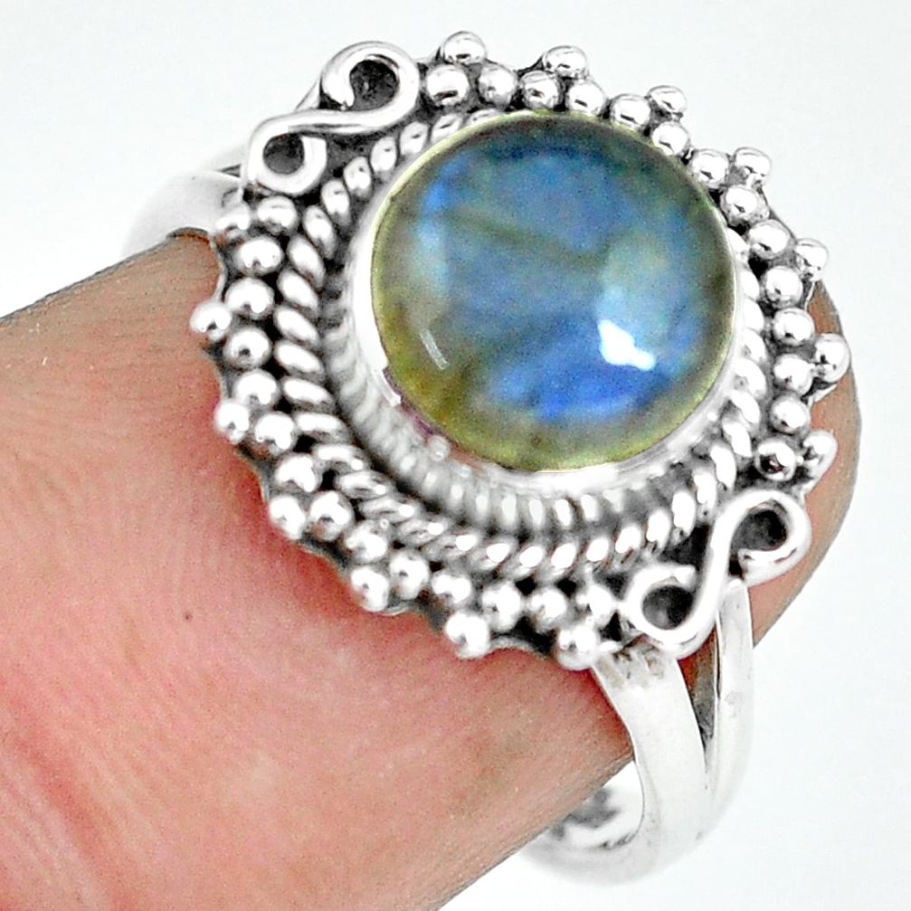 925 silver 3.62cts natural blue labradorite solitaire ring jewelry size 7 p64296