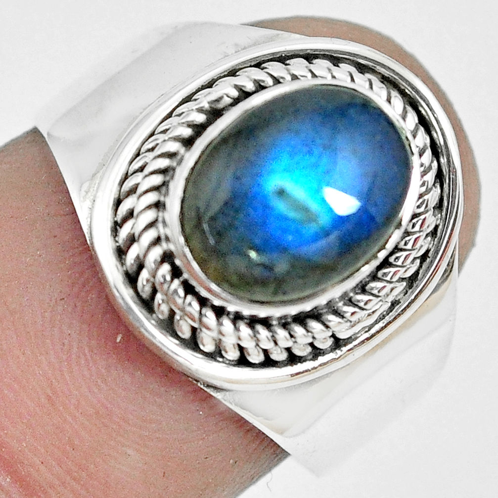 925 silver 3.35cts natural blue labradorite solitaire ring jewelry size 7 p70176