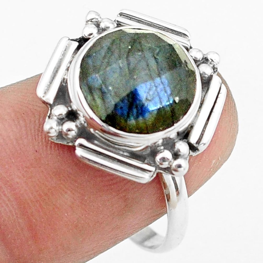 925 silver 4.77cts natural blue labradorite solitaire ring jewelry size 8 p74220