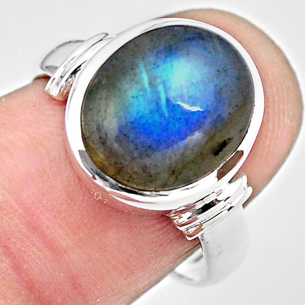 925 silver 5.30cts natural blue labradorite solitaire ring jewelry size 7 p86760
