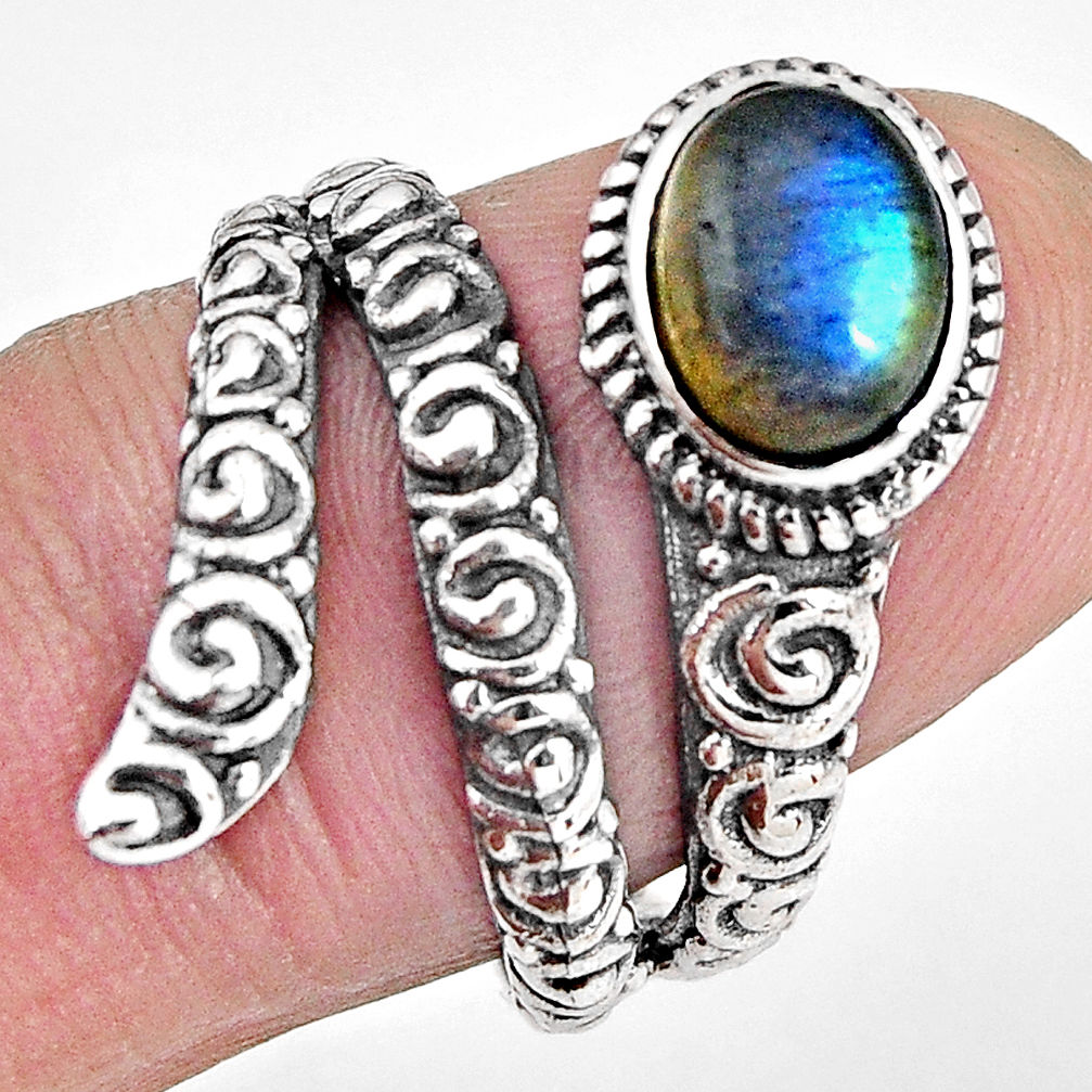 925 silver 2.20cts natural blue labradorite solitaire ring jewelry size 7 p89559