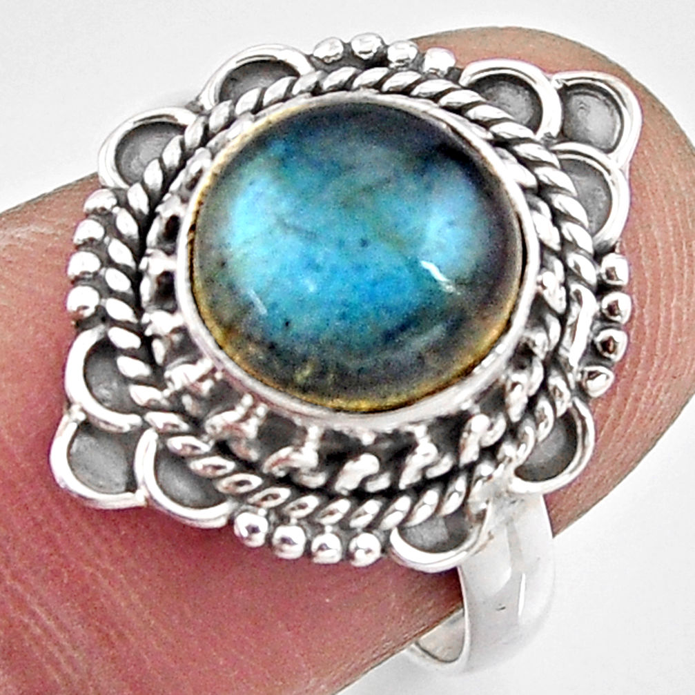 925 silver 4.43cts natural blue labradorite solitaire ring jewelry size 7 p90947