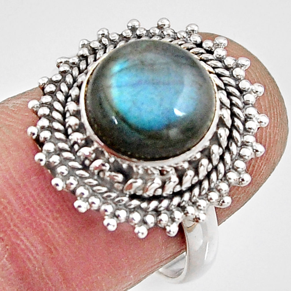 925 silver 4.92cts natural blue labradorite solitaire ring jewelry size 7 p90968