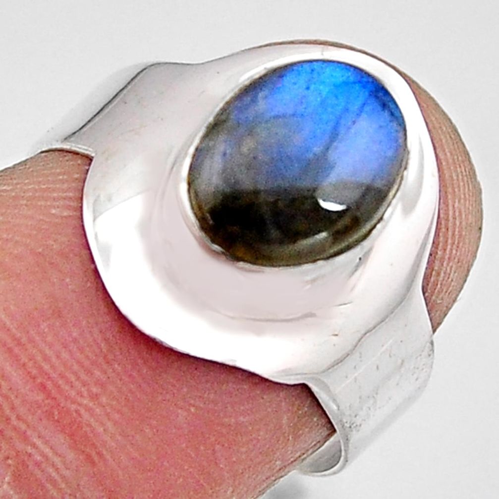 925 silver 3.29cts natural blue labradorite solitaire ring jewelry size 7 p90978
