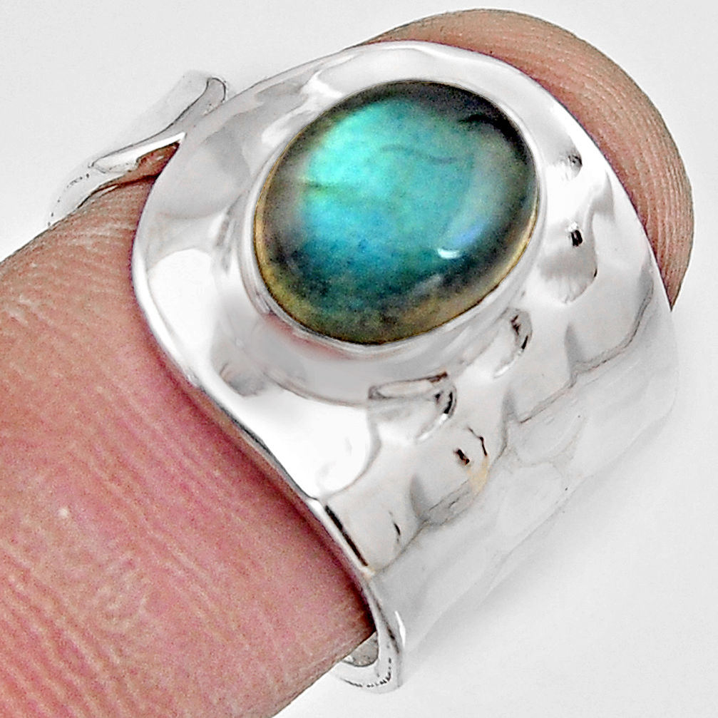 925 silver 4.22cts natural blue labradorite solitaire ring jewelry size 7 p91097