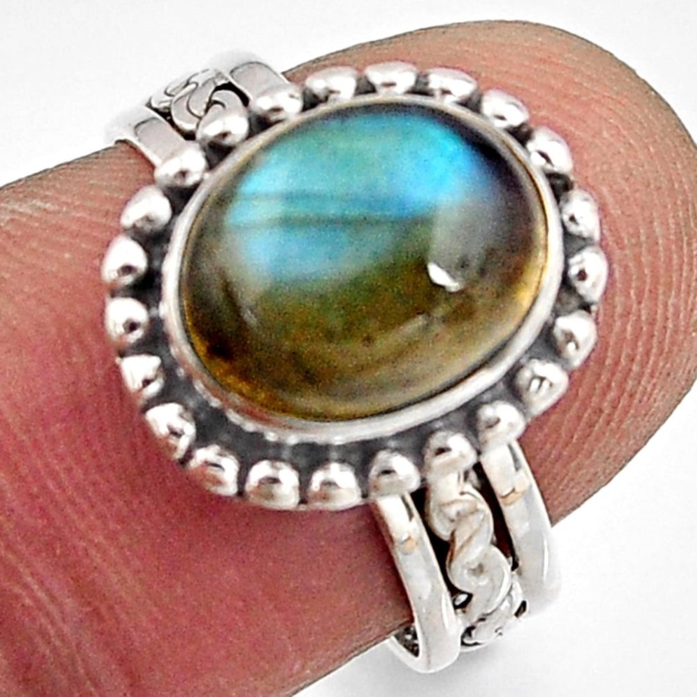 925 silver 4.42cts natural blue labradorite solitaire ring jewelry size 7 p91237