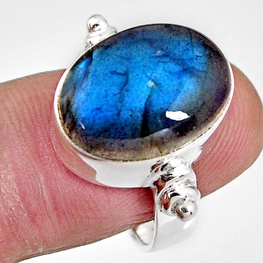 925 silver 9.72cts natural blue labradorite solitaire ring jewelry size 6 p92314