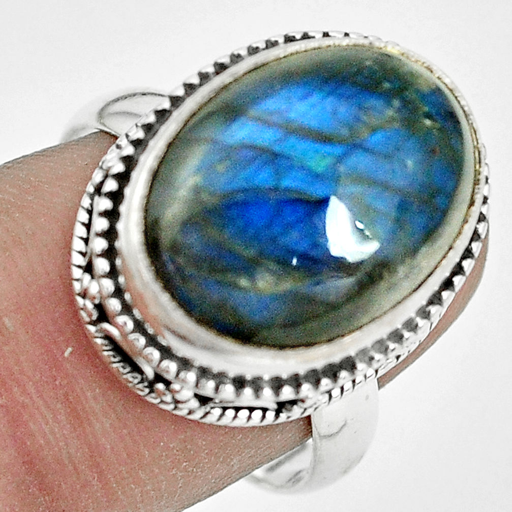 925 silver 10.33cts natural blue labradorite solitaire ring size 8 p32912