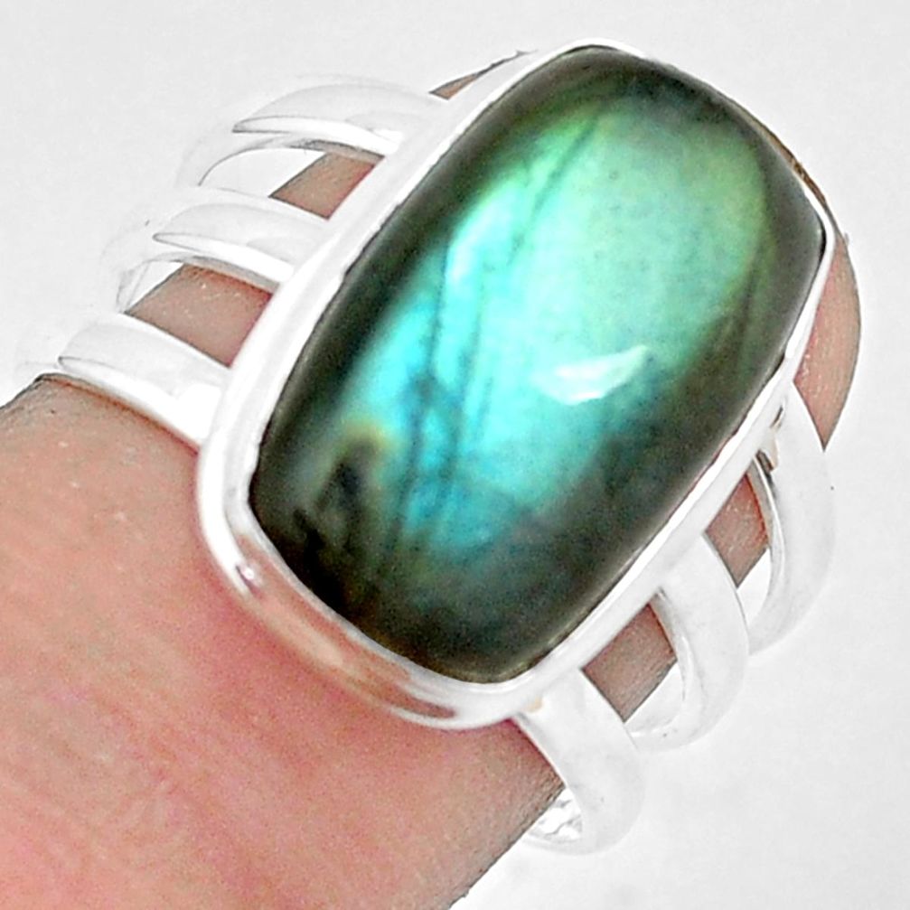 925 silver 7.31cts natural blue labradorite solitaire ring size 7.5 p52328
