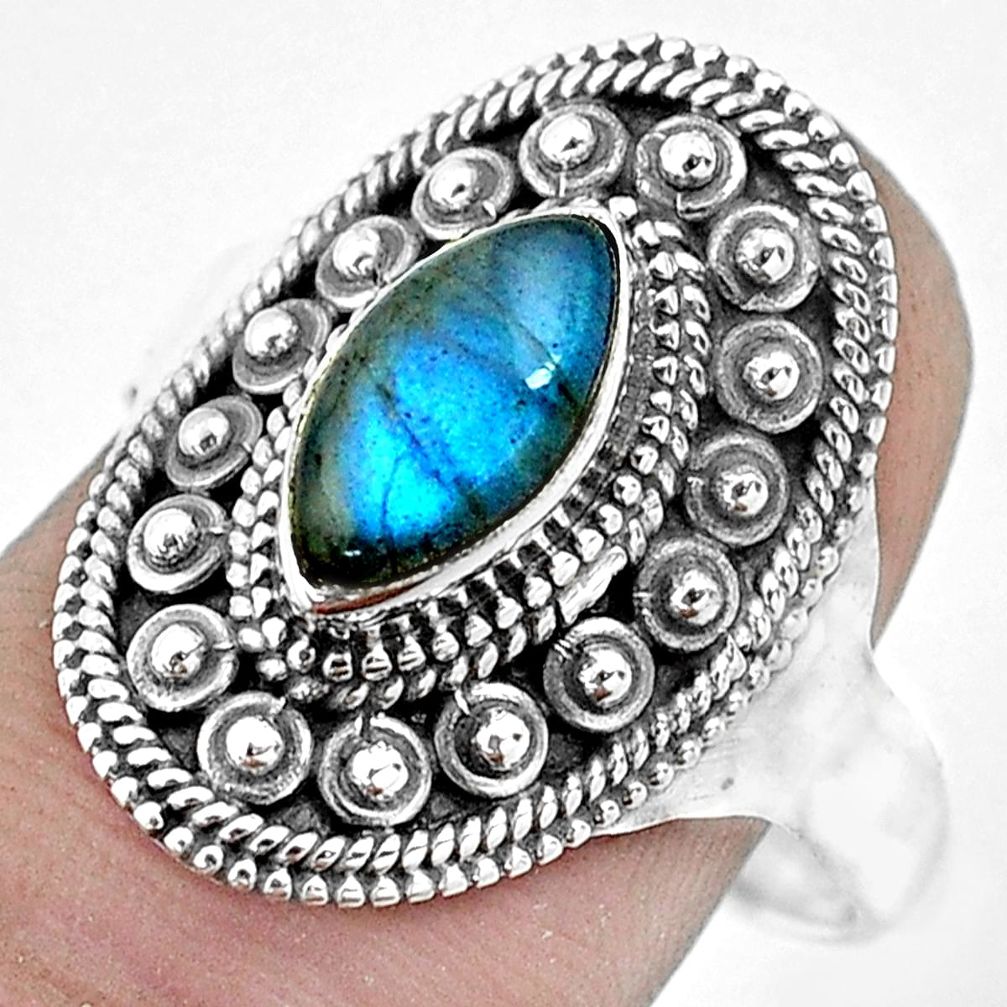 925 silver 2.69cts natural blue labradorite solitaire ring size 8.5 p53077