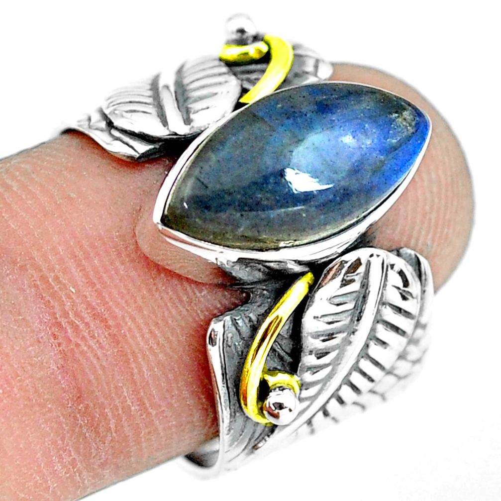925 silver 6.53cts natural blue labradorite solitaire ring size 7.5 p77194