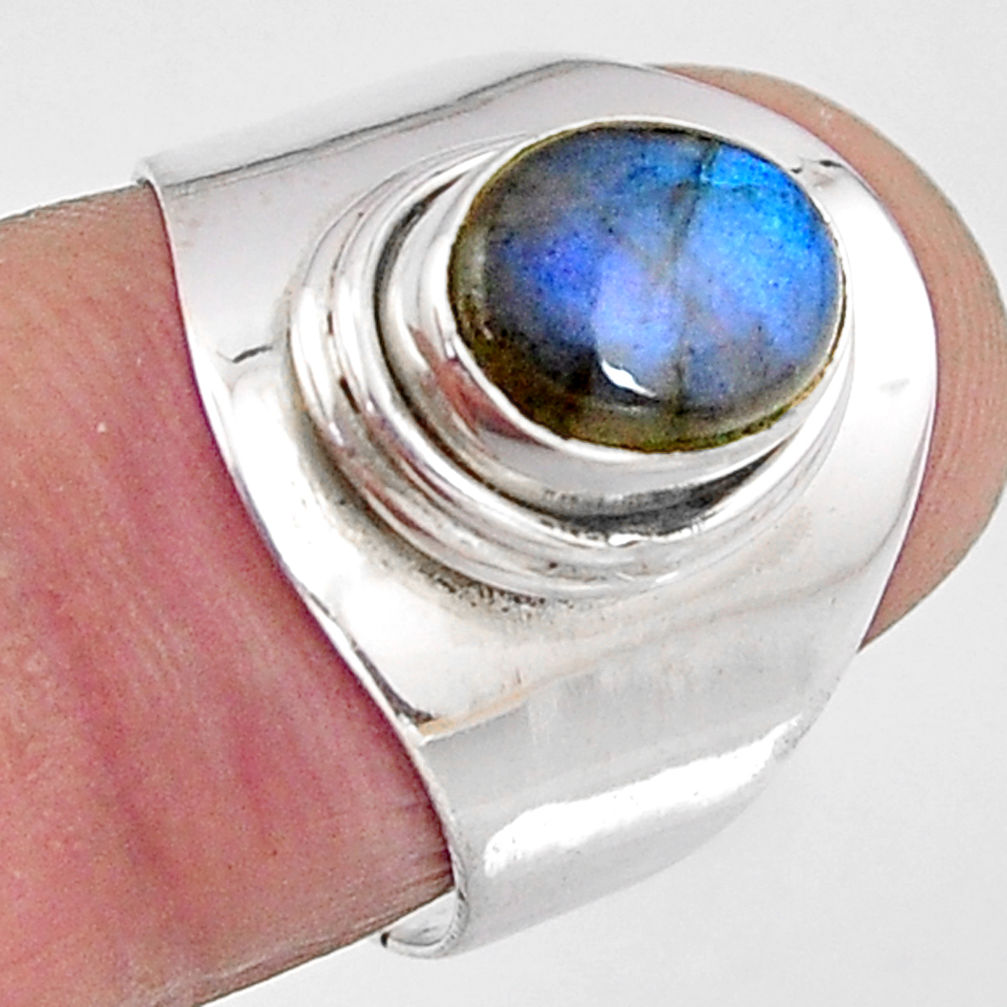 925 silver 3.25cts natural blue labradorite solitaire ring size 6.5 p91220