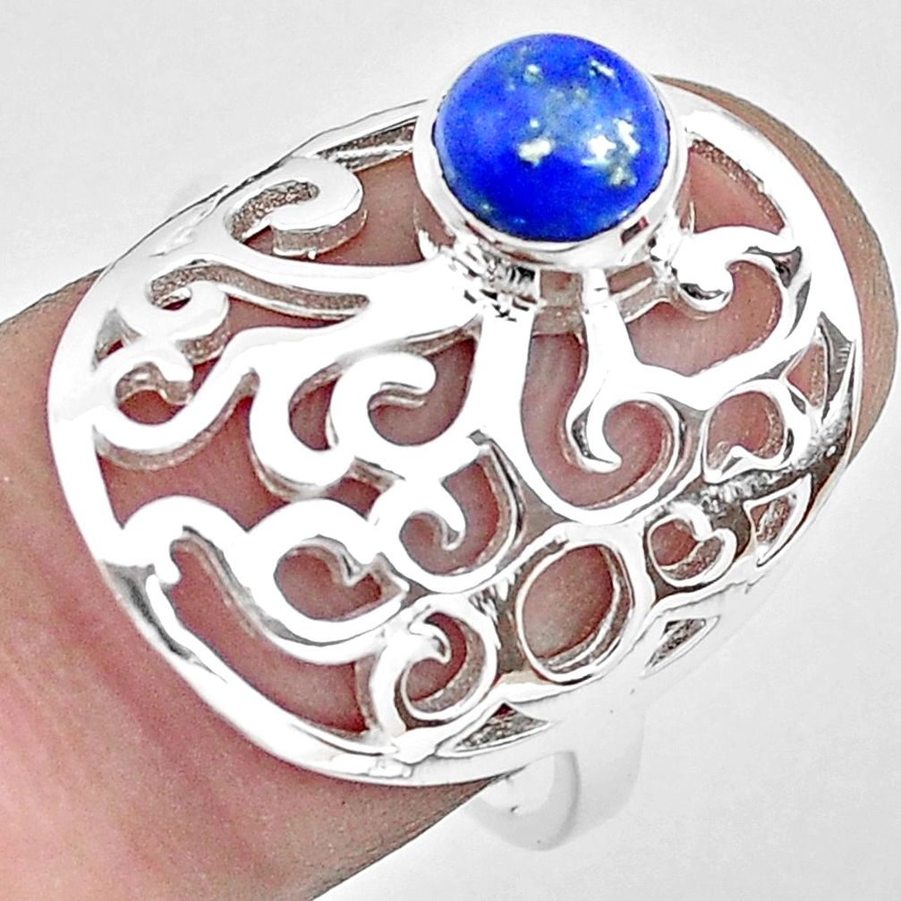 925 silver 1.61cts natural blue lapis lazuli solitaire ring size 7.5 p40304