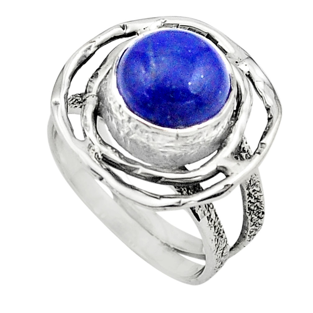 925 silver 5.08cts natural blue lapis lazuli solitaire ring size 6.5 p80929