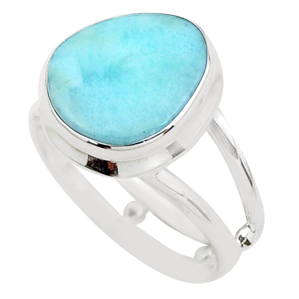 925 silver 5.79cts natural blue larimar solitaire ring jewelry size 8 p37960