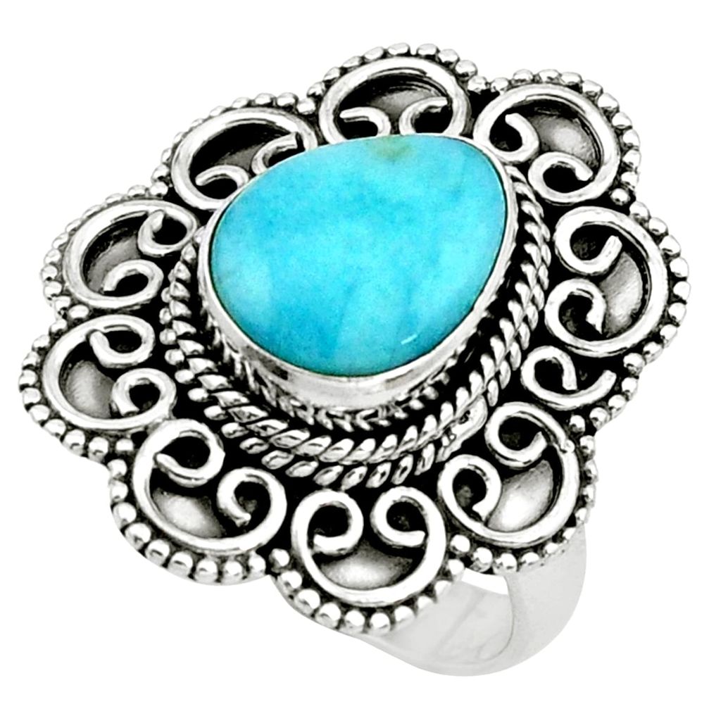 925 silver 4.54cts natural blue larimar solitaire ring jewelry size 7 p66804