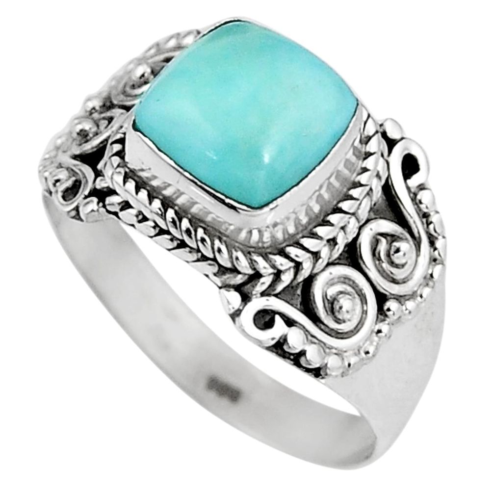 925 silver 3.28cts natural blue larimar solitaire ring jewelry size 8 p92532