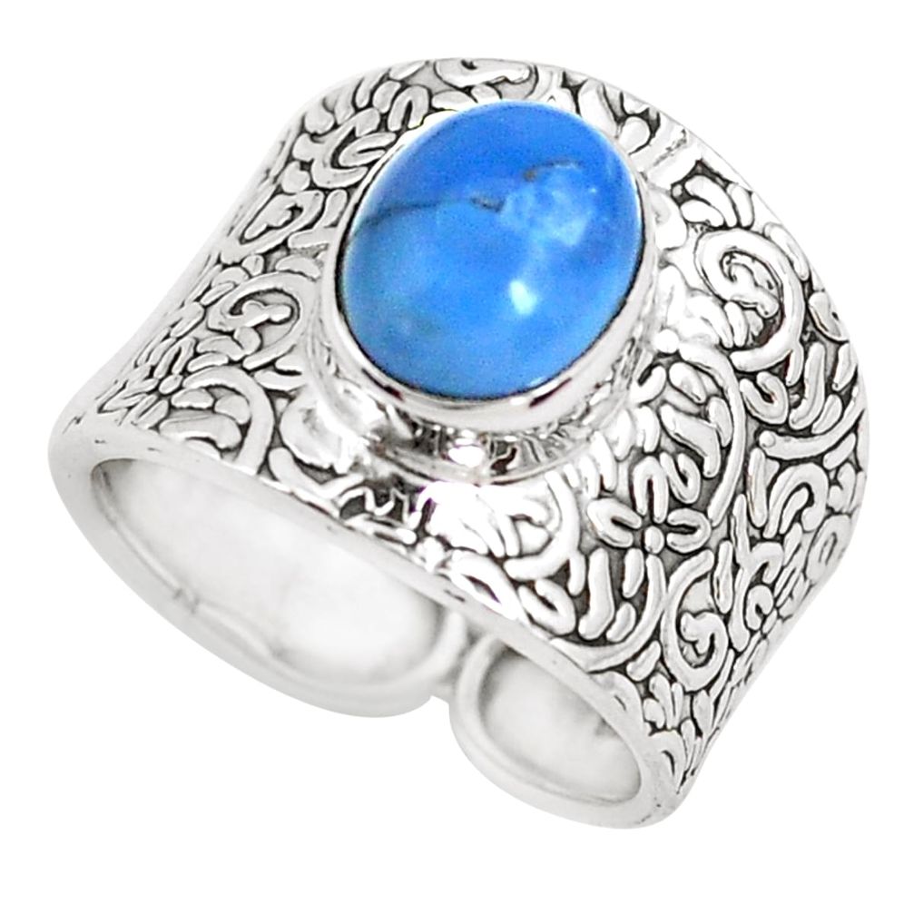 925 silver 4.40cts natural blue owyhee opal solitaire ring jewelry size 7 p51049