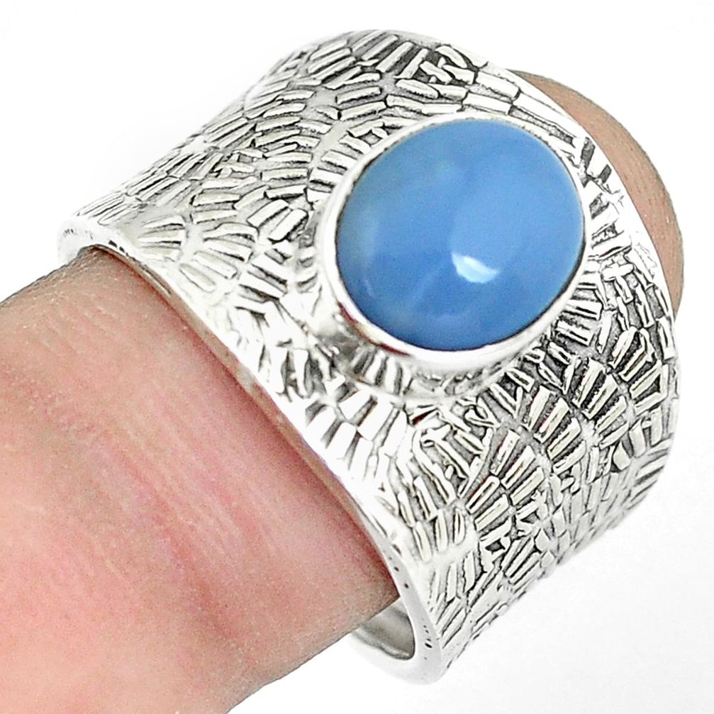 925 silver 4.21cts natural blue owyhee opal solitaire ring jewelry size 9 p61412