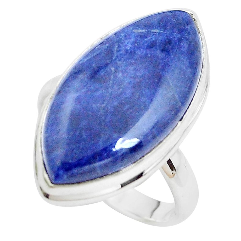 925 silver 14.40cts natural blue sodalite solitaire ring jewelry size 9 p38840