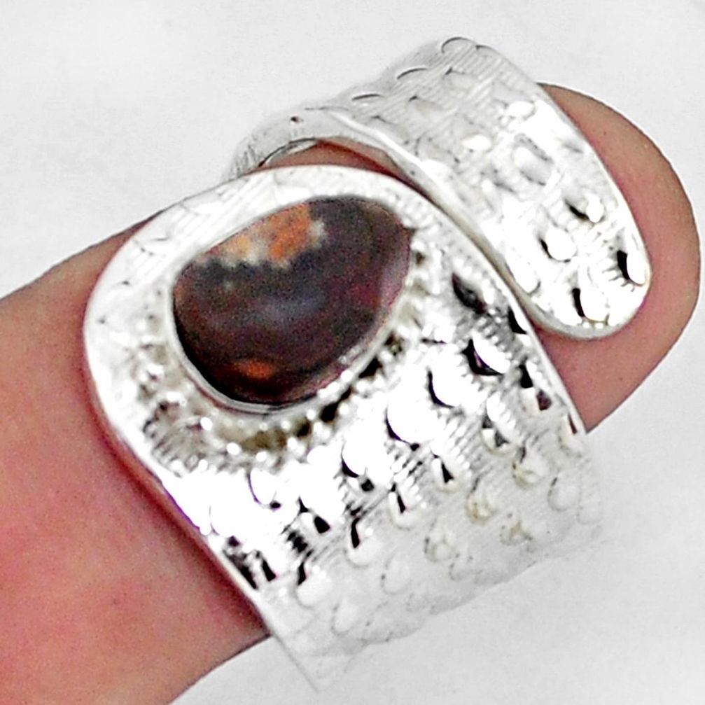 925 silver 3.13cts natural brown boulder opal adjustable ring size 8 p57245