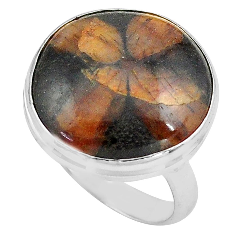 925 silver 22.02cts natural brown chiastolite solitaire ring size 9.5 p80796