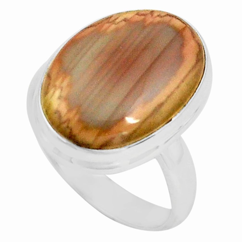 925 silver 13.70cts natural brown imperial jasper solitaire ring size 7.5 p80698