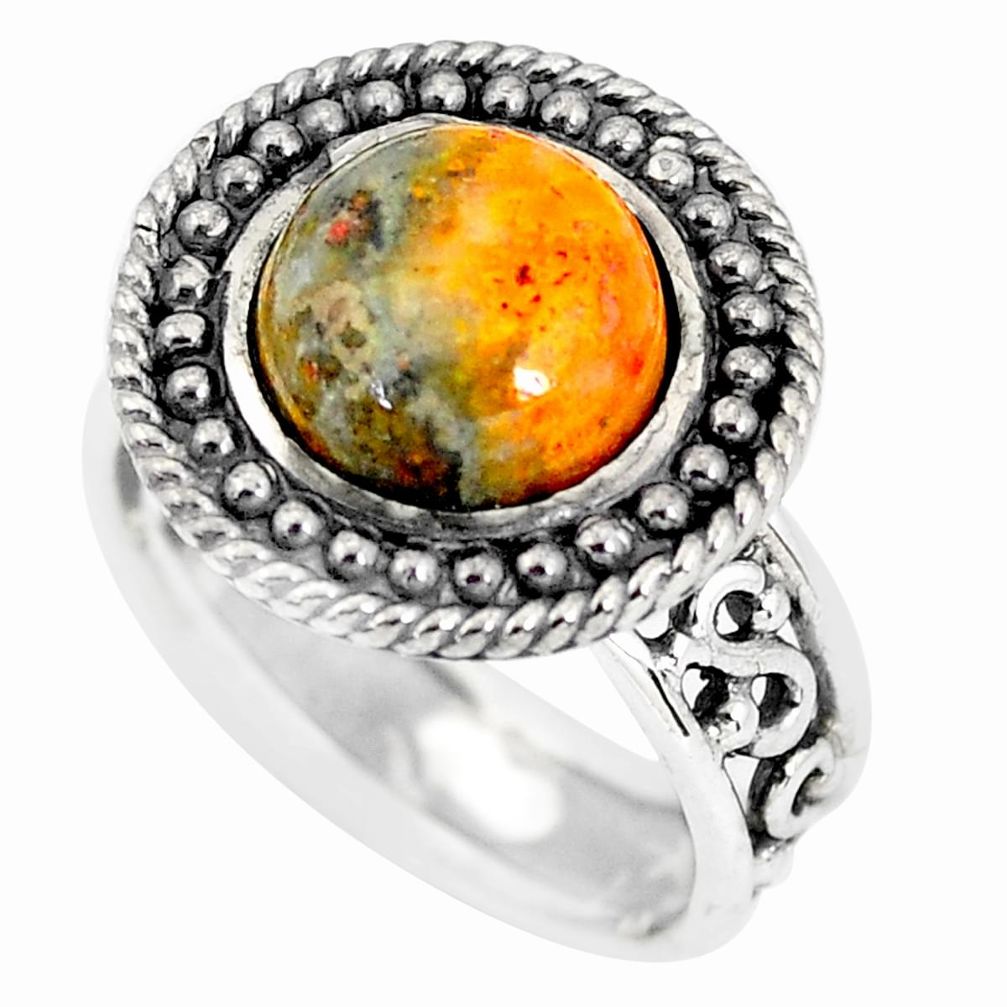 925 silver natural bumble bee australian jasper solitaire ring size 8 p56008