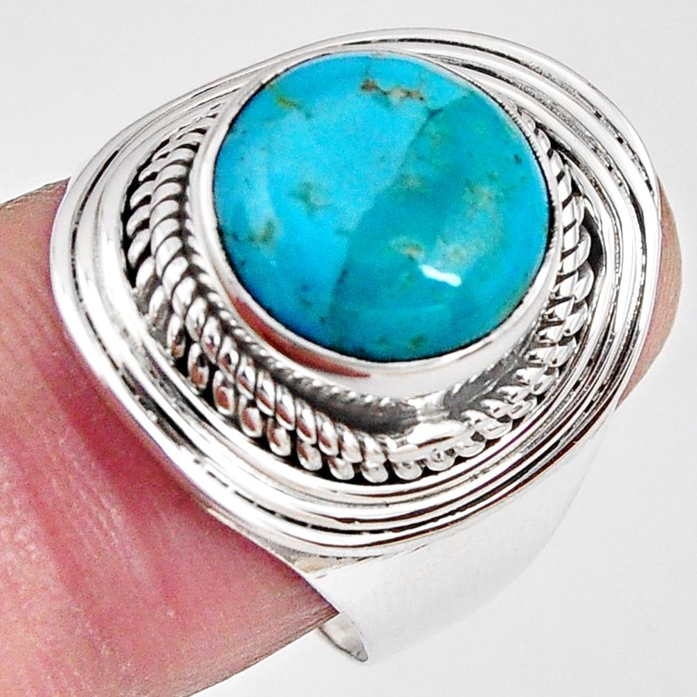 925 silver 6.32cts natural campitos turquoise solitaire ring size 7.5 p89857